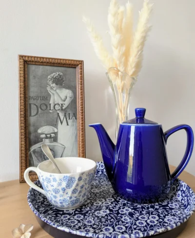 cafetiere vintage bleu intense