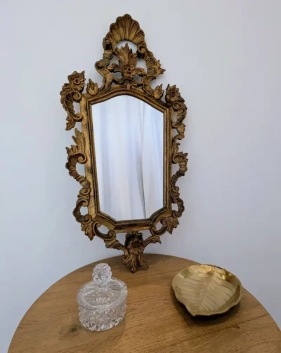 Miroir ancien Louis XV bois doré sculpté décoration vintage de prestige