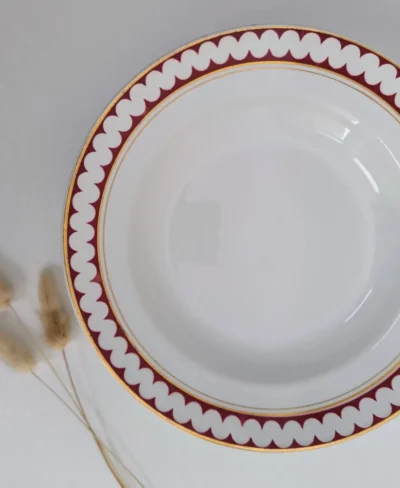 Assiettes creuses demi porcelaine Luneville France modèle Madrigal