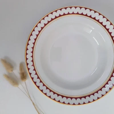 Assiettes creuses demi porcelaine Luneville France modèle Madrigal