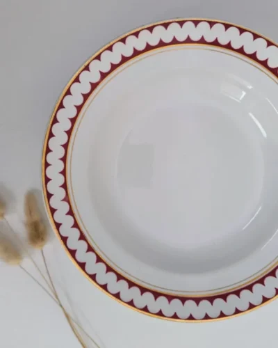 Assiettes creuses demi porcelaine Luneville France modèle Madrigal