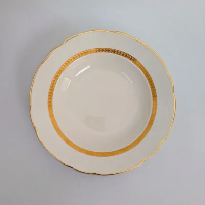 Assiettes creuses Villeroy & Boch crème et doré