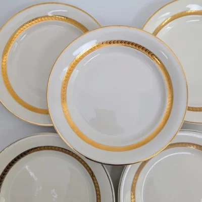 Assiettes à dessert Villeroy et Boch blanches et dorées