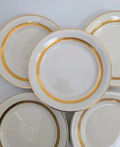 Assiettes à dessert Villeroy et Boch blanches et dorées