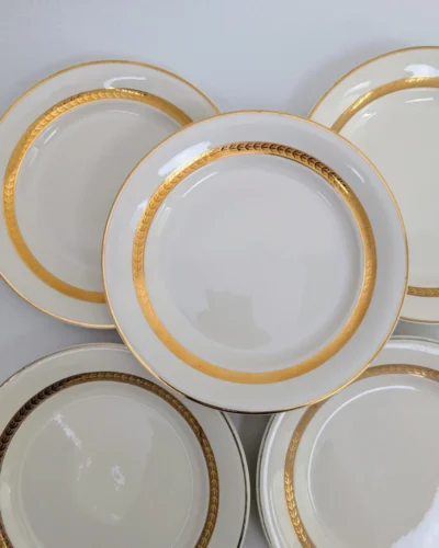 Assiettes à dessert Villeroy et Boch blanches et dorées