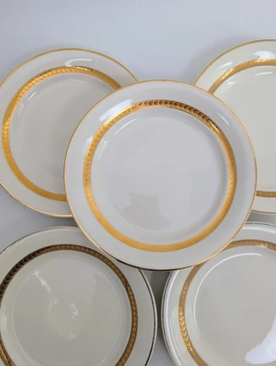 Assiettes à dessert Villeroy et Boch blanches et dorées