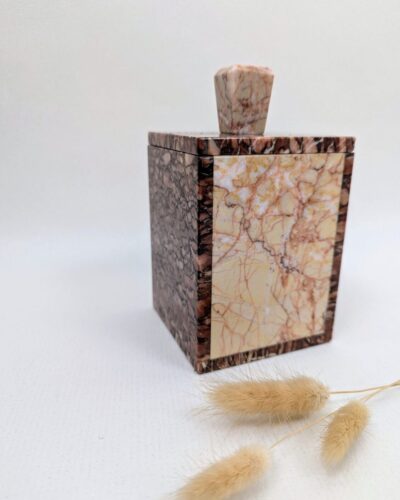 Boîte rectangulaire vintage imitation marbre rose avec couvercle