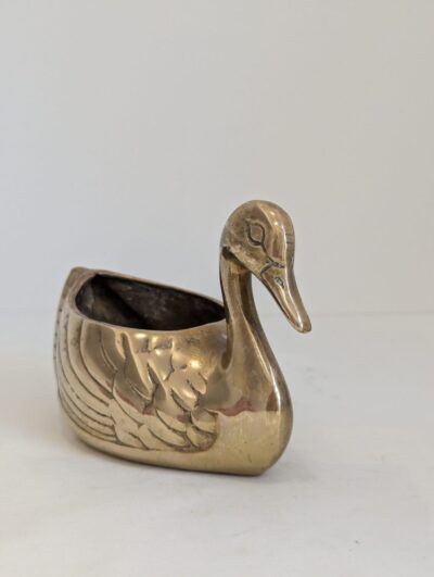 Figurine canard vintage en laiton doré objet de curiosité Villa Brieg décoration bureau