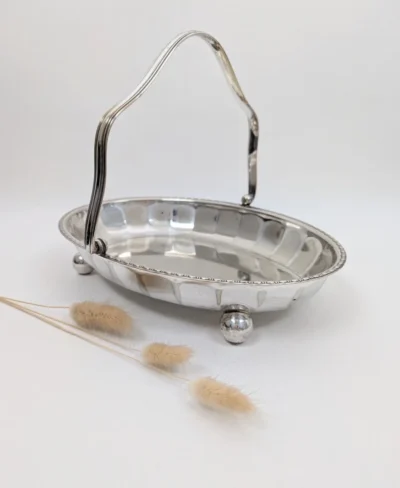 Corbeille à anse en métal argenté vintage Regis Plate