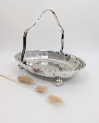 Corbeille à anse en métal argenté vintage Regis Plate
