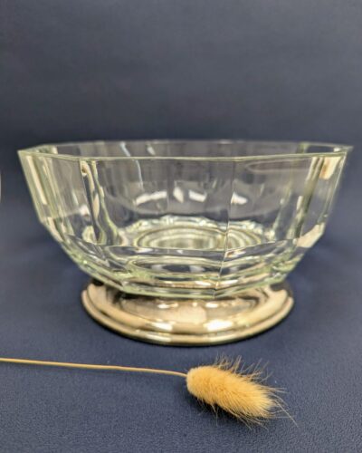 Coupe en Cristal et Métal Argenté Style Art Déco – Pièce Italienne Vintage