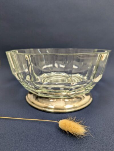 Coupe en cristal et métal argenté Art Déco vintage Italie - Villa Brieg