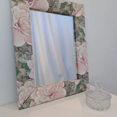 miroir rectangulaire en tissu imprimé fleurs vintage