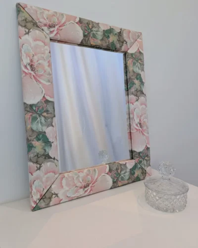 miroir rectangulaire en tissu imprimé fleurs vintage