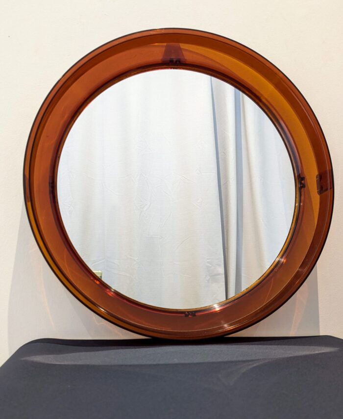 Vintage - Miroir rond orange Plexiglas Style 80s