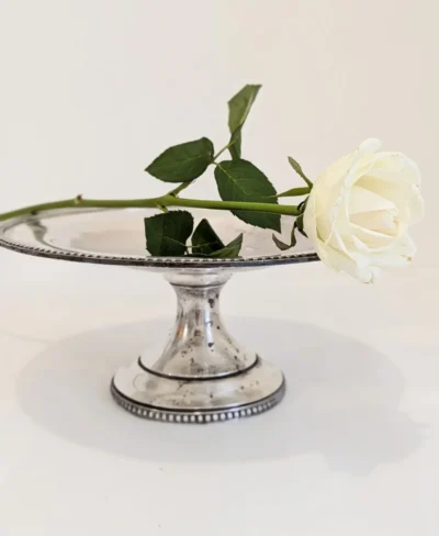 Coupe en métal argenté sur pied