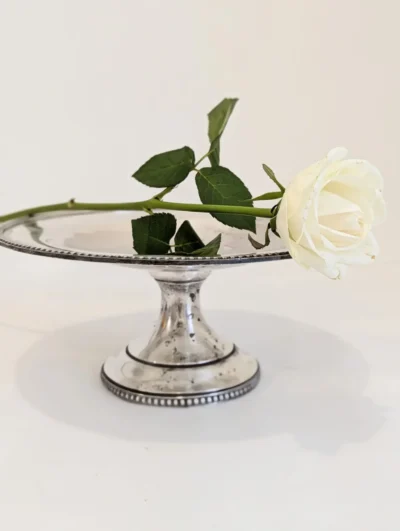 Coupe ancienne sur pied en métal argenté centre de table vintage
