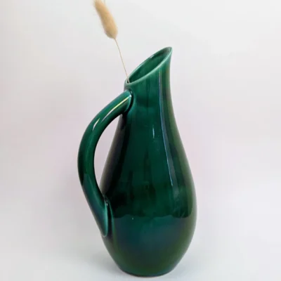 Broc en céramique vintage, vert signé Val d'Or pour la maison Gien