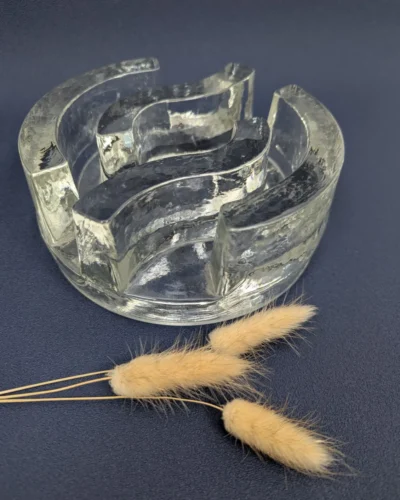 Bougeoir photophore en cristal épais signé L. Stövchen design allemand années 70 vintage