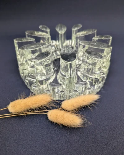 Photophore en cristal Georgshütte vintage années 70 design sculptural rétro lumineux