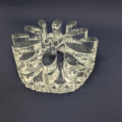Photophore cristal Georgshutte alvéolé design allemand années 70 cristal moulé épais Villa Brieg