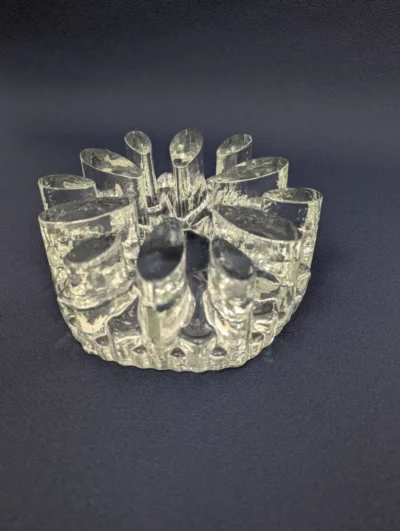 Photophore cristal Georgshutte alvéolé design allemand années 70 cristal moulé épais Villa Brieg
