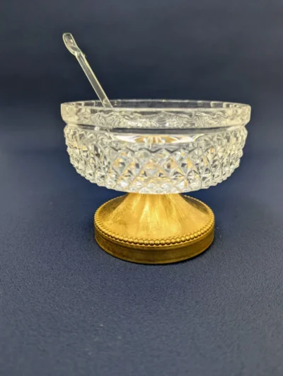 Coupe cristal taille et cuillere doree service a sucre vintage Villa Brieg