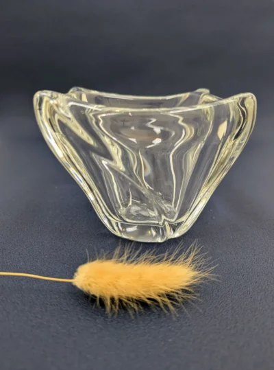 Seau à biscuits vintage en verre transparent ciselé avec couvercle et anse en métal argenté
