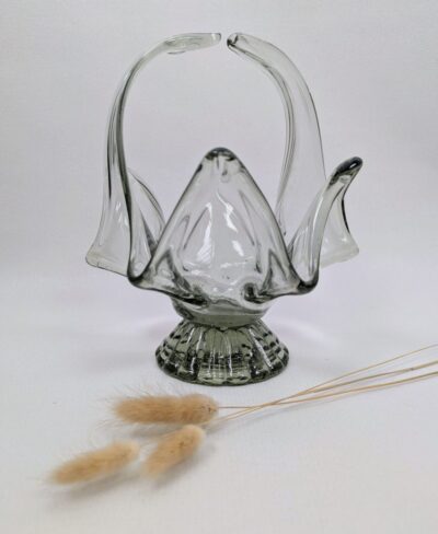 Photophore vintage en verre soufflé forme de panier