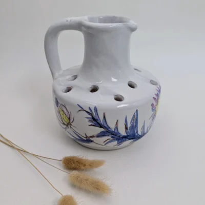 Vase pique-fleurs vintage en céramique – déco rétro