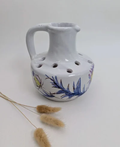 Vase pique-fleurs vintage en céramique – déco rétro