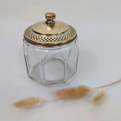 Sucrier ancien verre et métal doré