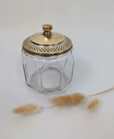 Sucrier ancien verre et métal doré