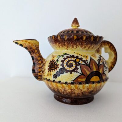 Cafetière en céramique vintage signée P.Fouillen motifs Art Déco