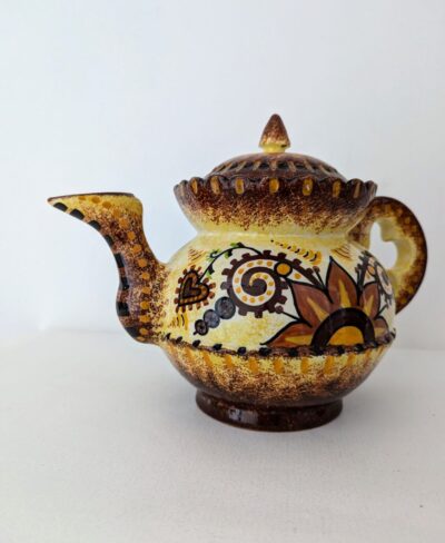 Cafetière en céramique vintage signée P.Fouillen motifs Art Déco