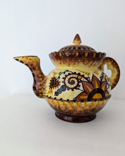 Cafetière en céramique vintage signée P.Fouillen motifs Art Déco