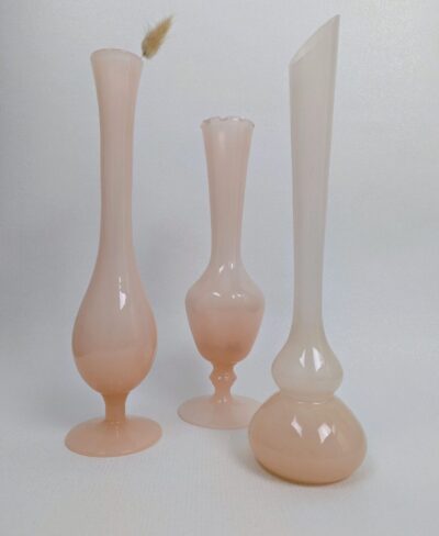 Trio de Vases en Opaline Rose Vintage Chic