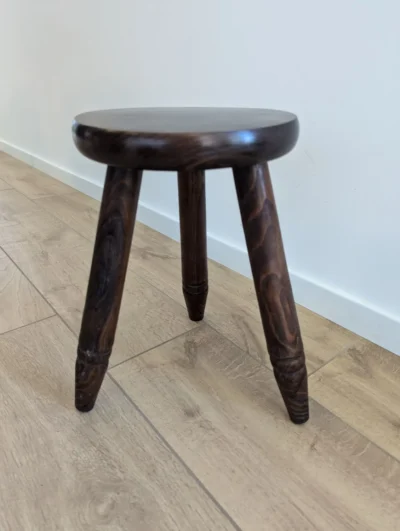 tabouret vintage bois tripode rustique massif