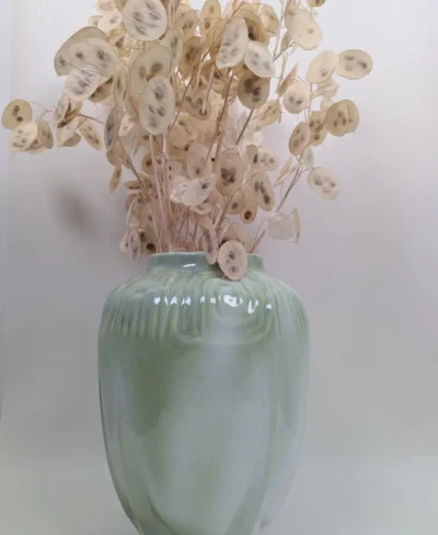 Vase Art Nouveau Vert Barbotine 27 cm – Élégance Vintage