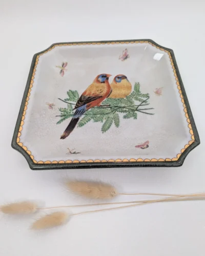 Vide-poche vintage Wong Lee en céramique chinoise, vue légèrement inclinée du dessus