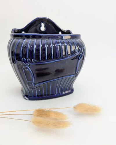 Boîte à Sel Ancienne en Céramique Bleu Nuit – Vintage
