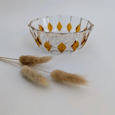 Coupelle en cristal vintage de couleur orangée