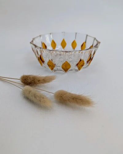 Coupelle en cristal vintage de couleur orangée