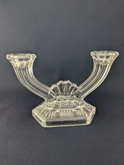 Flambeau vintage deux feux en cristal taillé Villa Brieg bougeoir symétrique pour décoration de cheminée