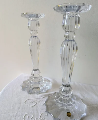 bougeoirs en cristal de bohème flambeau