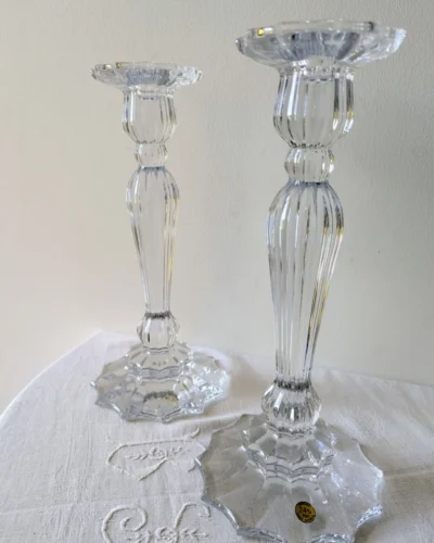 bougeoirs en cristal de bohème flambeau
