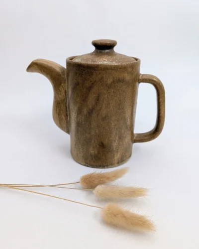 Cafetière en grès marron vintage