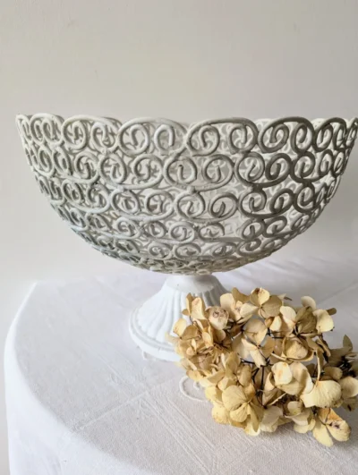 Coupe à fruits ancienne en fer forgé XIXe siècle style Médicis décoration Villa Brieg