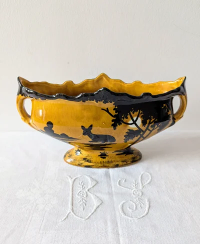 coupe orchies ancienne tons moutarde decor art nouveau