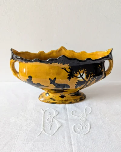 coupe orchies ancienne tons moutarde decor art nouveau